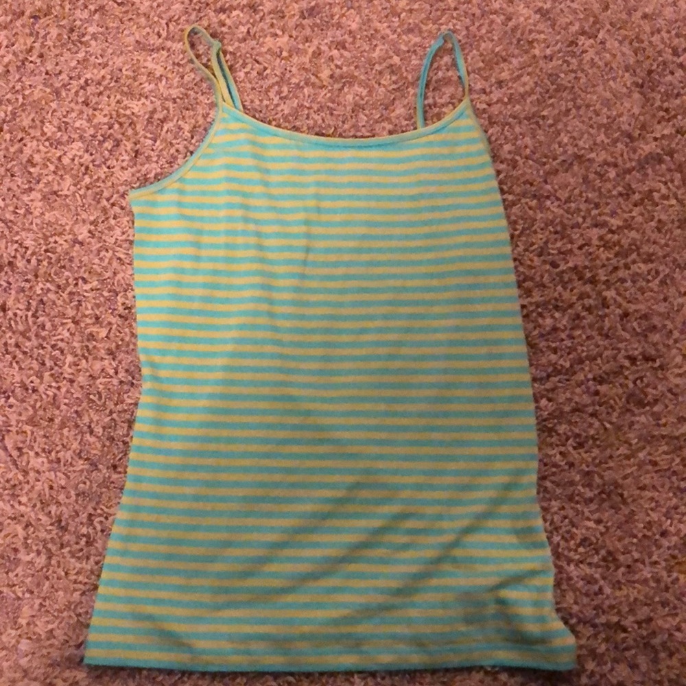 green and teal stripped tank top